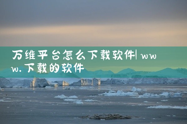 万维平台怎么下载软件